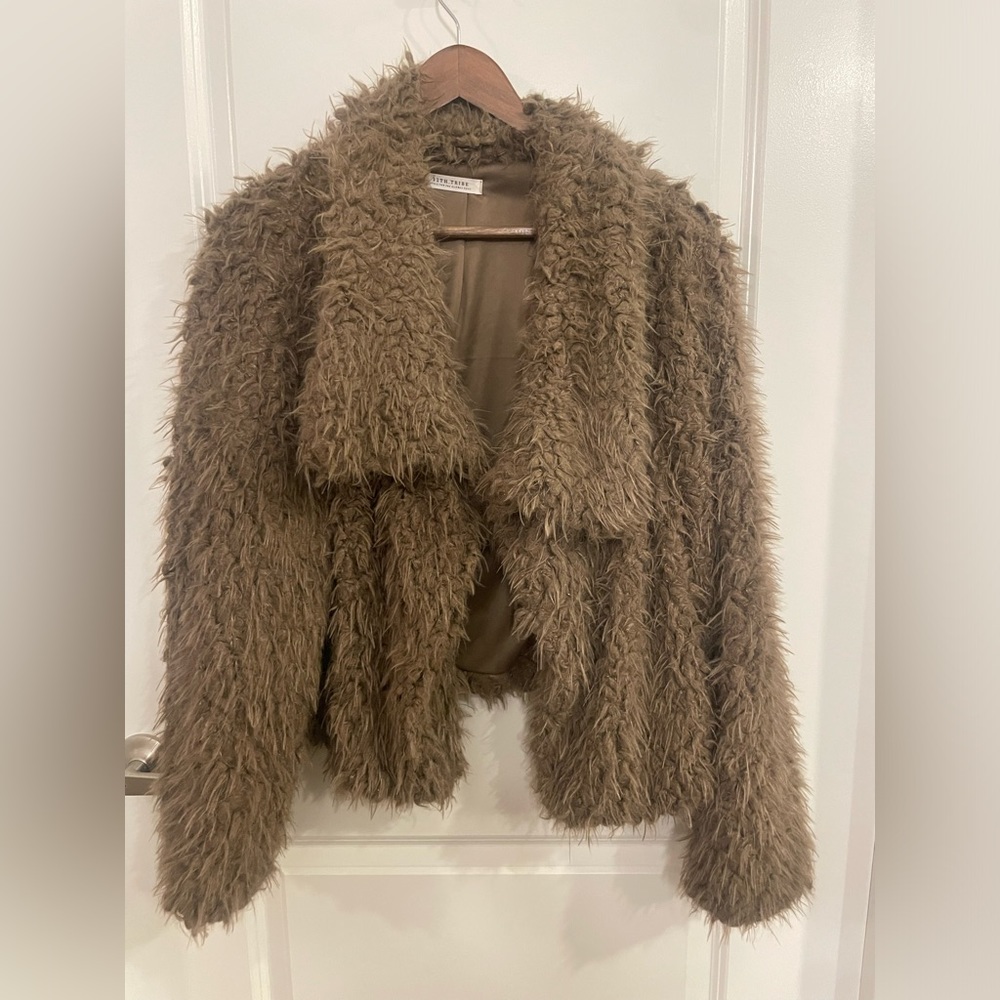 Shaggy Faux Fur Coat (12th Tribe brand, Williamsburg Toffee color) Winter